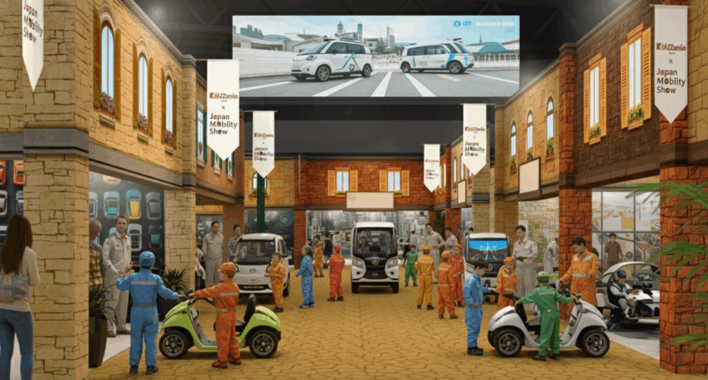 キッザニア、KidZania、Out of KidZania、Japan Mobility Show、Japan Mobility Show 2025、職業体験、子供 体験、エンジニア、エンジニア 体験、ワークスペース、子供 遊び場、アソビュー、モビショー、モビショー 2025、未就学児、小学生、技術者、体験、車、車両、車 修理、車 デザイン