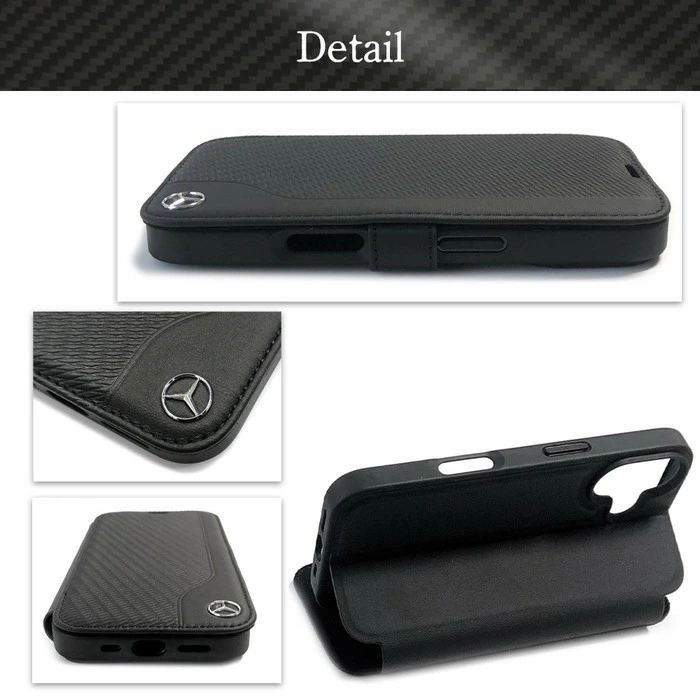 公式ライセンス Mercedes iPhone16 カバー プレゼント ギフト iPhone16 ケース ブランド メルセデス ベンツ 本革 手帳型 かっこいい ブラック iPhoneケース 耐衝撃 ストラップホール スタンド 高級 ファッション 公式 AirJ エアージェイ