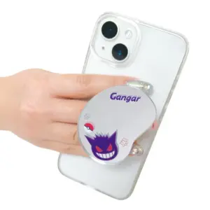 スマホグリップ、スマホアクセサリー、グリップ、キャラクター、ポケモン、ポケットモンスター、Pokémon LEGENDS Z-A、エンジェルブルー、ナカムラくん、スマホ小指、テキストサム損傷、腱鞘炎、スマホスタンド、スタンド機能、動画視聴、ホールド、パピモッチ、パモ、ヌメラ、ゲンガー、カビゴン、ミラー、鏡、手鏡、化粧直し、伸縮