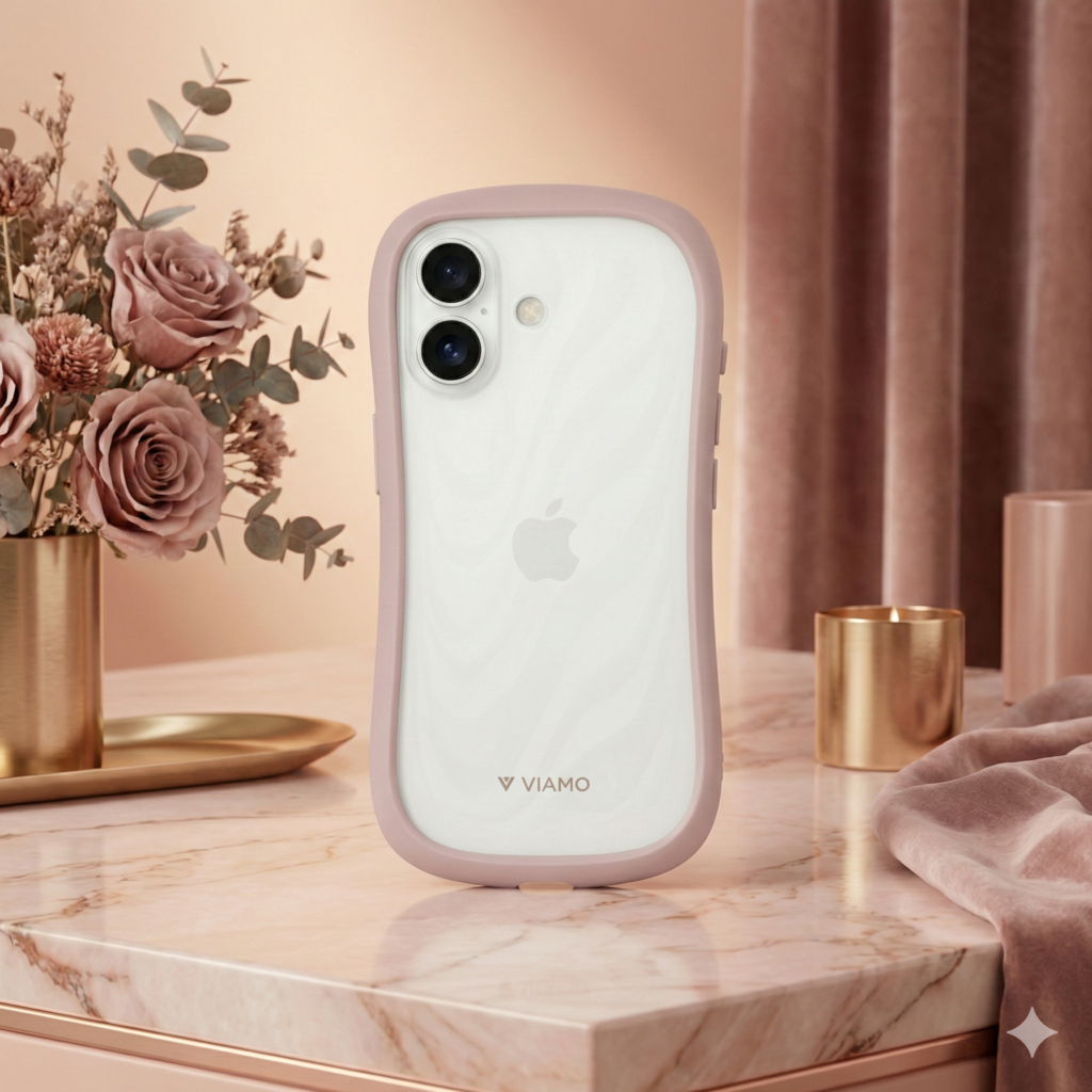 嵐の櫻井翔さんをイメージさせるダスティピンクの背面クリアガラススマホケースの商品画像