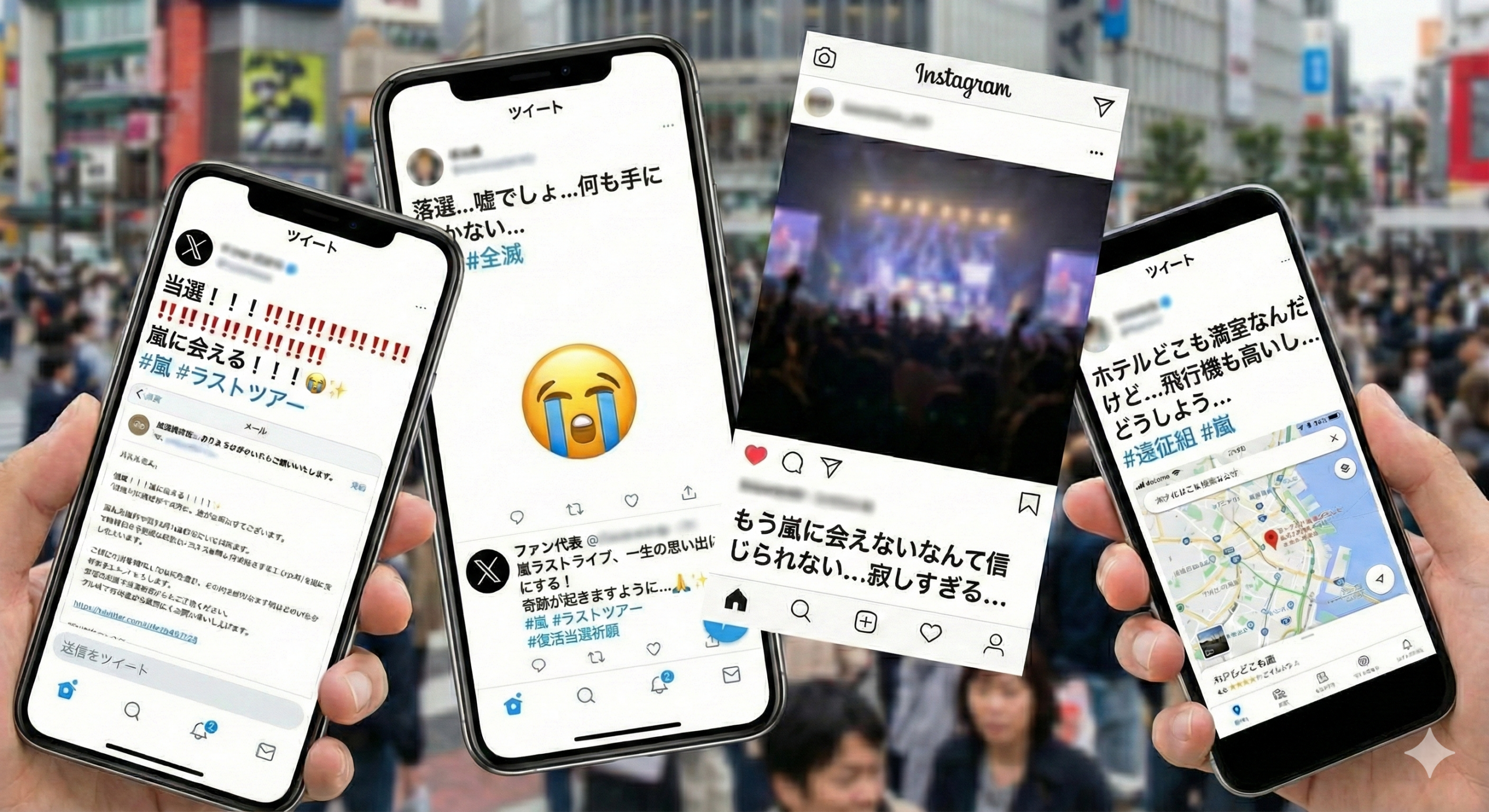 嵐のコンサートツアーの当落発表後のSNSの声