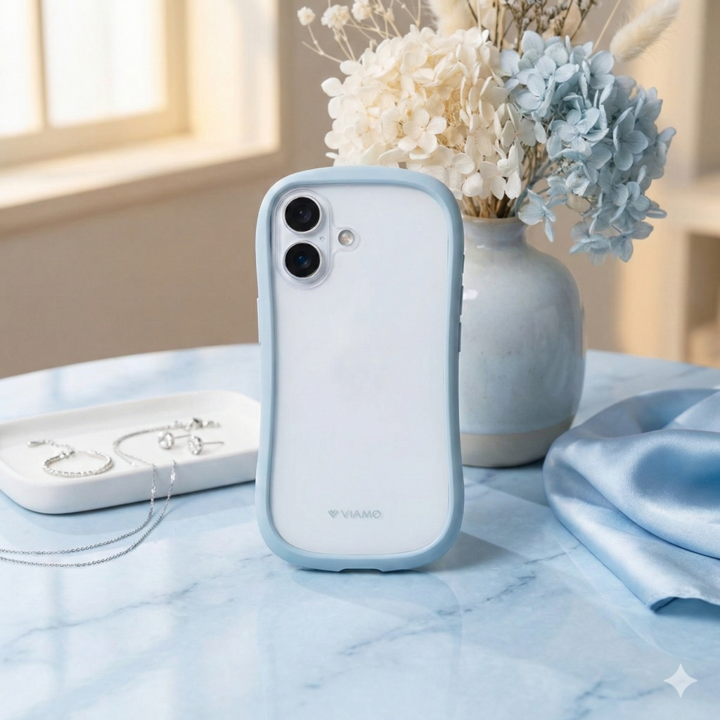 嵐の大野智さんをイメージさせるクリアブルーの背面クリアガラススマホケースの商品画像