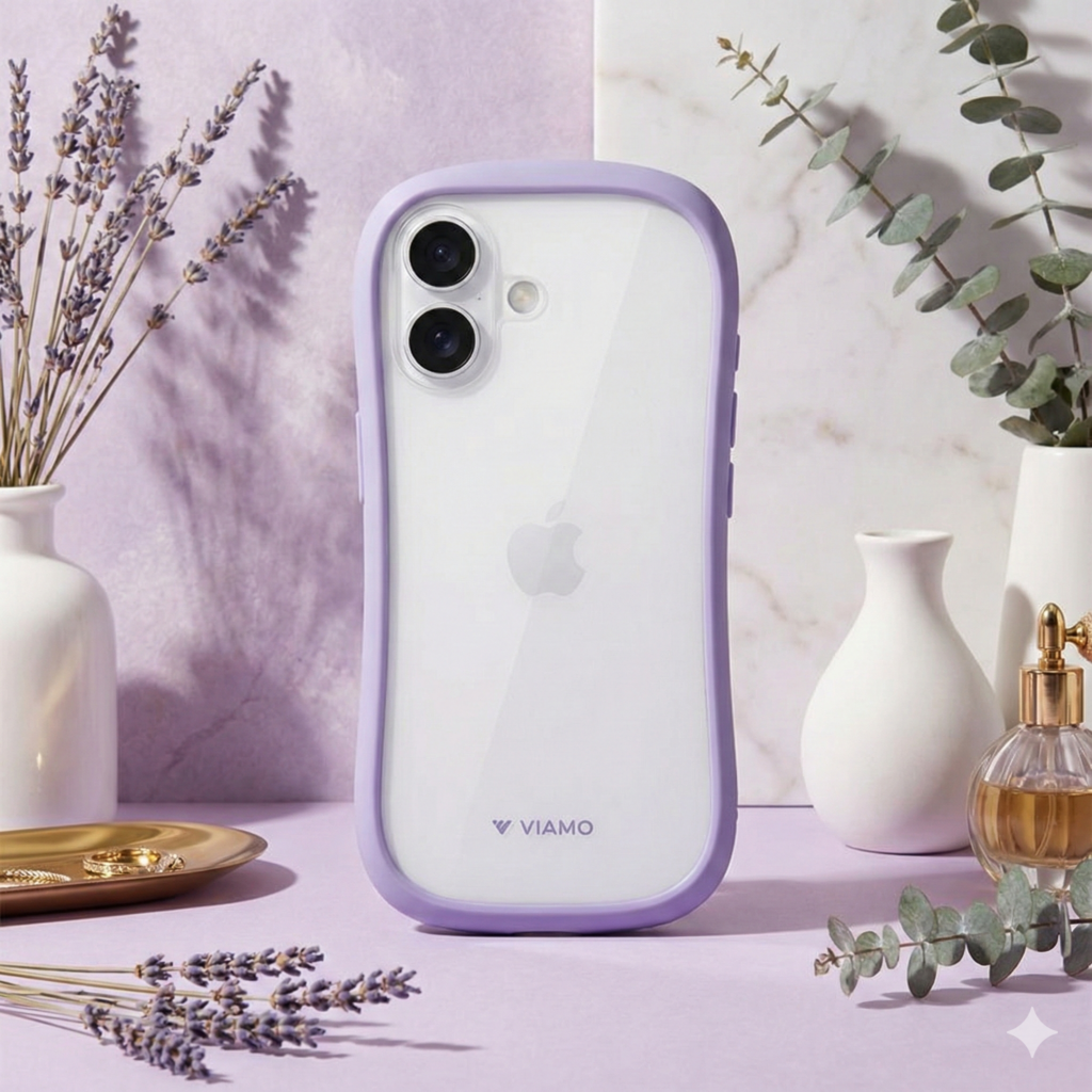 嵐の松本潤さんをイメージさせるラベンダーカラーの背面クリアガラススマホケースの商品画像