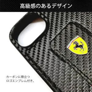 Phone15 ケース フェラーリ 公式ライセンス認証品 iPhone 15 Pro Max iPhone15 iPhone15Pro iPhone15ProMax カバー ハンドストラップ スタンド PUカーボン スマホケース ブランド Ferrari