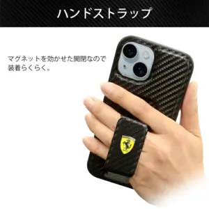 Phone15 ケース フェラーリ 公式ライセンス認証品 iPhone 15 Pro Max iPhone15 iPhone15Pro iPhone15ProMax カバー ハンドストラップ スタンド PUカーボン スマホケース ブランド Ferrari