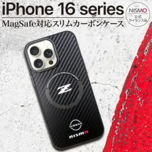 iPhone16 iPhone16Pro iPhone16ProMax ケース Z NISMO カバー Magsafe対応 日産 ゼット ニスモ ブラック ワイヤレス充電 マグセーフ カーボン ストラップ 公式