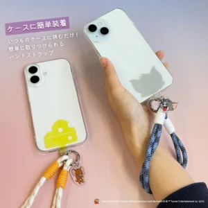 ケースに簡単に装着できるトムとジェリーのスマホハンドストラップ